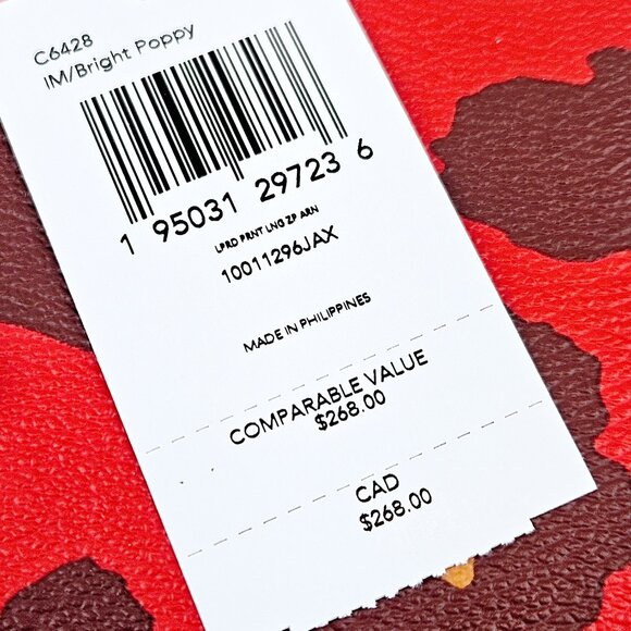 COACH Long Zip Around Wallet Leopard Print Poppy Red - Picture 9 of 9